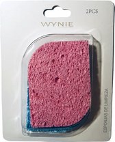 Wynie - 2 Gezichtsreiniging Spons / Facial Pad - Blauw/Roze - Rechthoek - In blisterverpakking