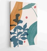 Canvas schilderij - Botanical wall art vector set. Golden foliage line art drawing with abstract shape 1 -    – 1897757386 - 115*75 Vertical