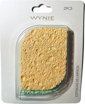 Wynie - 2 Gezichtsreiniging Spons / Facial Pad - Geel/Groen - Rechthoek - In blisterverpakking