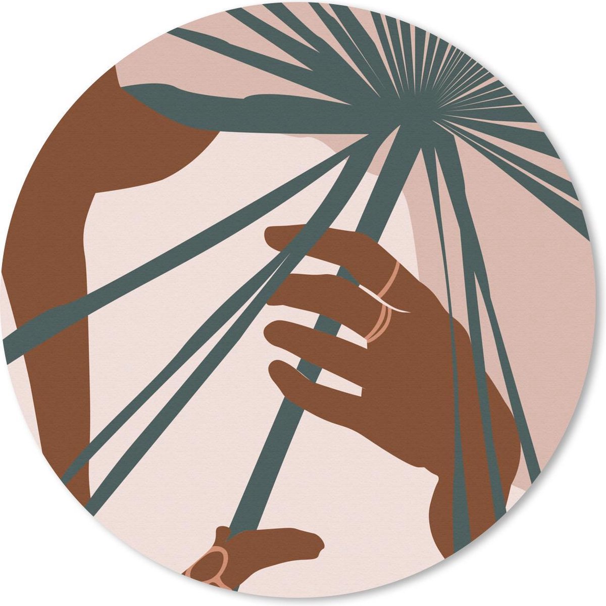 Muismat rond 30x30 cm - Mousepad Zomer - Plant - Roze - Ronde muismatten