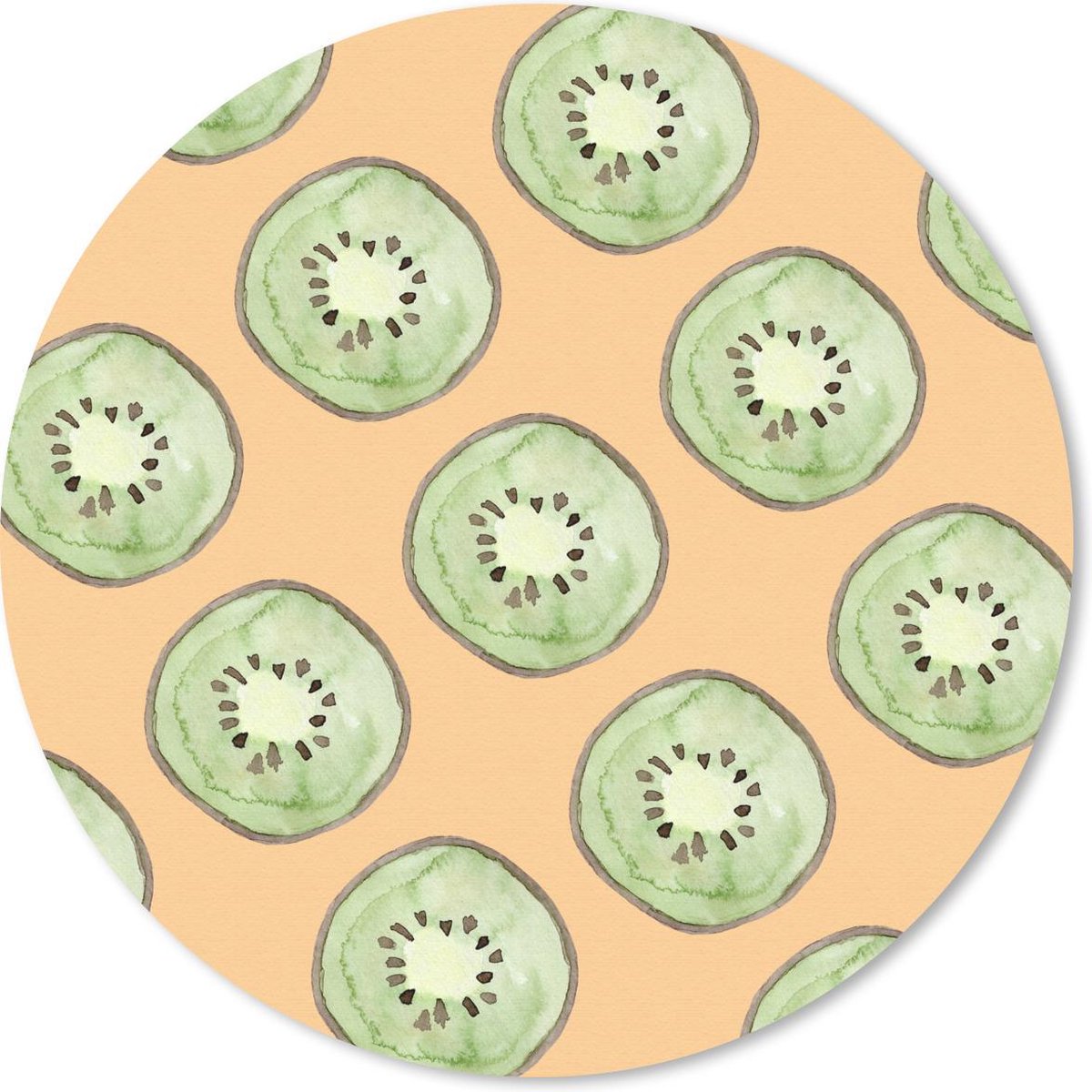 Muismat rond 40x40 cm - Mousepad Kiwi - Fruit - Waterverf - Sjablonen - Ronde muismatten
