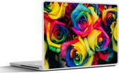 Sticker ordinateur portable - 14 pouces - Roses - Jaune - Blauw