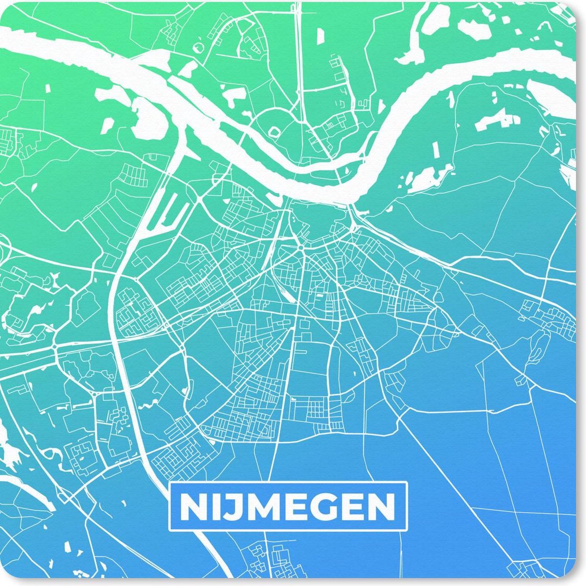 Muismat 30x30 cm - Mousepad Stadskaar - Nijmegen - Groen - Blauw - Muismatten