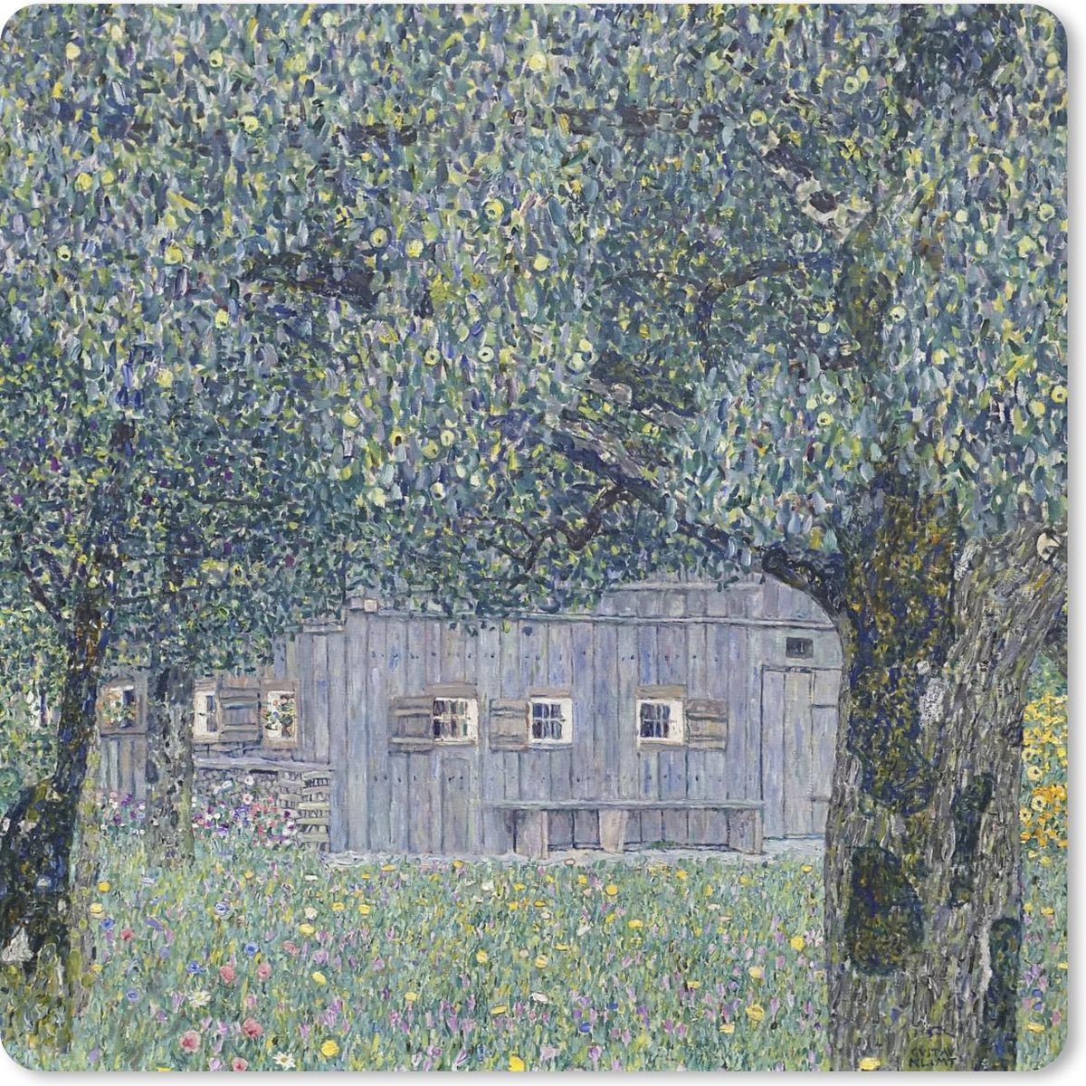 Muismat 30x30 cm - Mousepad Farmhouse in upper Austria - Gustav Klimt - Muismatten
