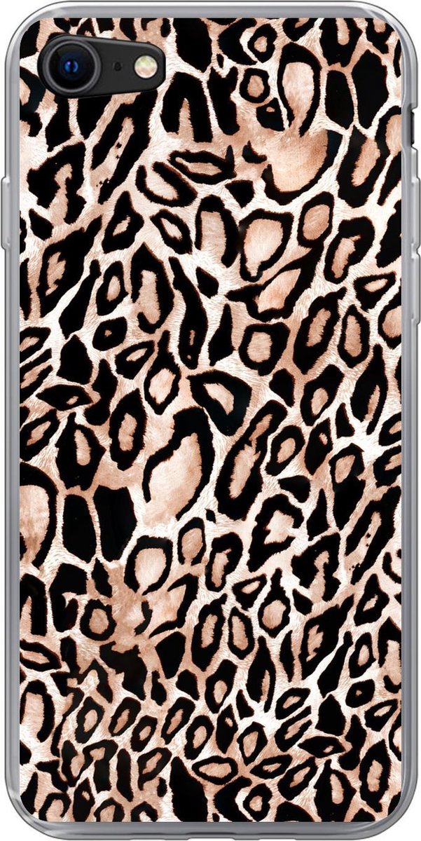 Telefoonhoesje Geschikt voor iPhone 7 hoesje - Panterprint - Zwart - Vlekken - Siliconen Telefoonhoesje Telefoonhoesje