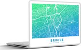 Laptop sticker - 15.6 inch - Stadskaart - Brugge - Blauw - België - 36x27,5cm - Laptopstickers - Laptop skin - Cover