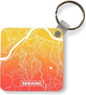 Sleutelhanger - Uitdeelcadeautjes - Stadskaart - België - Seraing - Oranje - Plastic