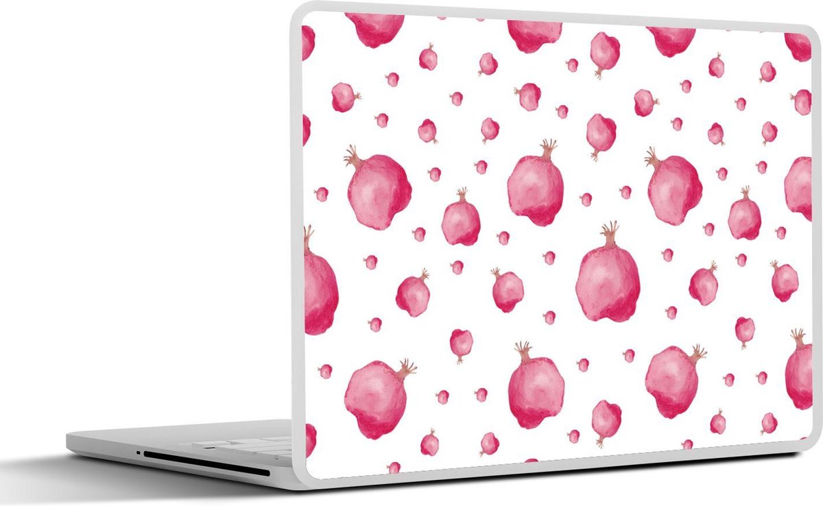 Laptop sticker - 11.6 inch - Granaatappel - Roze - Sjablonen - Waterverf - 30x21cm - Laptopstickers - Laptop skin - Cover