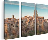 Artaza Canvas Schilderij Drieluik Oude Stad in Toscane, Italië - 120x80 - Foto Op Canvas - Canvas Print