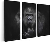 Artaza Canvas Schilderij Drieluik Gorilla - Zwart Wit - 120x80 - Foto Op Canvas - Canvas Print