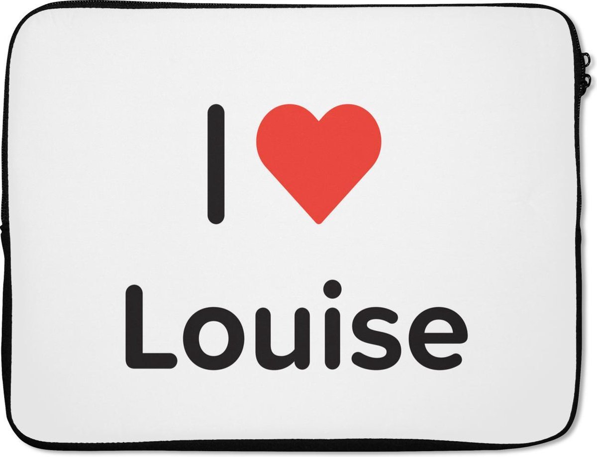 Laptophoes 17 inch - I love - Louise - Meisje - Laptop sleeve - Binnenmaat 41x28 cm - Zwarte achterkant