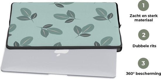 Housse ordinateur portable 13 pouces - Été - Feuilles - Motif - Housse ordinateur portable - Dimensions intérieures 32x22,5 cm - Dos noir