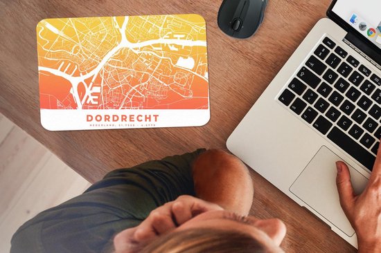Muismat 27x18 cm - Mousepad Stadskaart - Dordrecht - Nederland - Geel - Muismatten