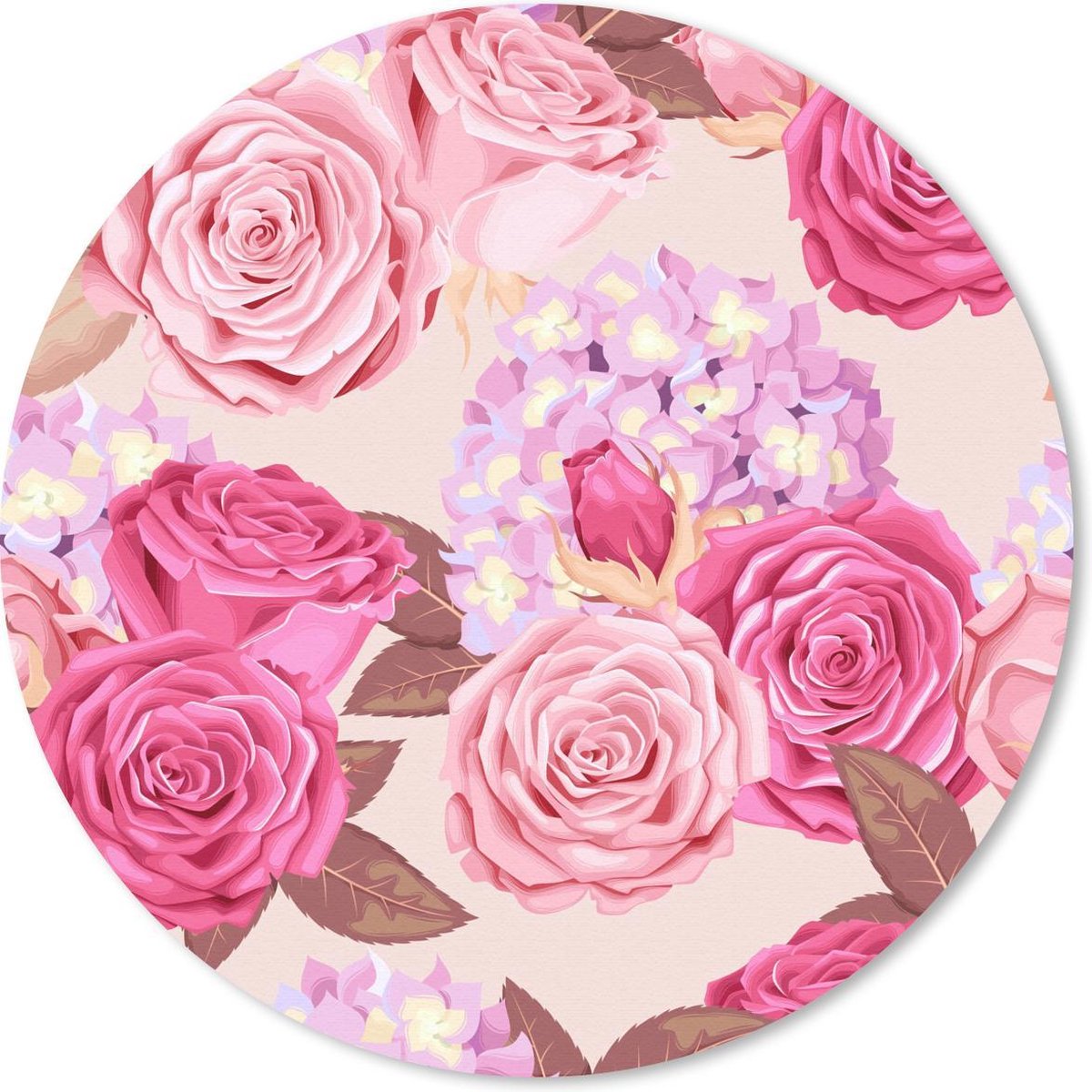 Muismat rond 40x40 cm - Mousepad Bloemen - Rozen - Roze - Ronde muismatten