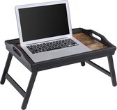 Segenn's Bedblad - Bedtafel - Ontbijtblad - Laptopstandaard - met Inklapbare Bamboe Poten - voor Bed - Bank - voor Snacks - met Houder voor Mobiele Telefoon - Tablet - Vintage Brui
