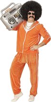 Widmann - Jaren 80 & 90 Kostuum - Fout Oranje 80s Retro Trainingspak Maaskant Fluweel - Man - Oranje - Small - Carnavalskleding - Verkleedkleding