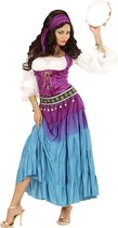 Widmann - Zigeuner & Zigeunerin Kostuum - Feestelijke Roma Zigeunerin - Vrouw - Blauw, Roze - XL - Carnavalskleding - Verkleedkleding
