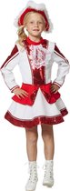 Dans & Entertainment Kostuum | Fancy Rood Witte Dansmarieke | Meisje | Maat 152 | Carnaval kostuum | Verkleedkleding