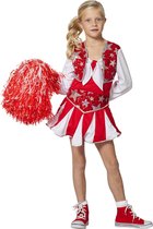 Wilbers & Wilbers - Cheerleader Kostuum - Dansende Cheerleader Luxe Rood - Meisje - Rood - Maat 140 - Carnavalskleding - Verkleedkleding