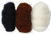 gekaarde wol wit/ zwart 10 gram 3 stuks