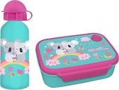 lunchset Koala junior aluminium blauw/roze 2-delig