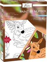 Schilderen op nummer volwassenen A4 - Hert variant - Paint by number - 1 canvasdoek A4 - 9 kleuren verf - acrylverf set
