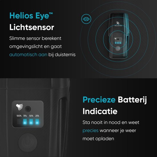 Inlustro LED Fietsverlichting Set - USB Oplaadbaar - Voorlicht en Achterlicht Fietslamp - IPX6 Waterdicht Fietslicht - Zwart — afbeelding 4