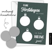 Kerstkaart met envelop - Persoonlijke kraskaarten - nieuwjaarskaarten - diy zelf maken - groen/zilver