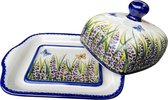 Botervloot - Boterkom - Boter - Keramiek - Aardewerk - Handmade - Handgemaakt - Handpainted - Handbeschilderd - Bunzlau - Lavendel