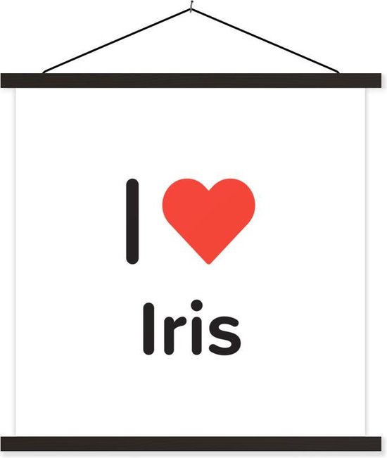 Posterhanger incl. Poster - Schoolplaat - I love - Iris - Meisje - 90x90 cm - Zwarte latten