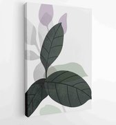 Canvas schilderij - Botanical wall art vector set. Earth tone boho foliage line art drawing with abstract shape. 1 -    – 1843215856 - 40-30 Vertical