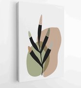 Canvas schilderij - Botanical watercolor wall art vector set. Earth tone boho foliage line art drawing with abstract shape 1 -    – 1901708014 - 40-30 Vertical
