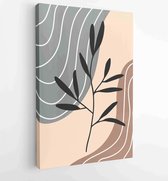 Canvas schilderij - Botanical wall art vector background set. Foliage line art drawing with watercolor 2 -    – 1904693047 - 40-30 Vertical