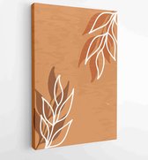 Canvas schilderij - Earth tone boho foliage line art drawing with abstract shape. Abstract Plant Art design for print, cover, wallpaper, Minimal and natural wall art. 3 -    – 1827