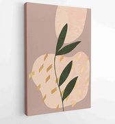 Canvas schilderij - Earth tone boho foliage line art drawing with abstract shape. Abstract Plant Art design for print, cover, wallpaper, Minimal and natural wall art. 4 -    – 1827
