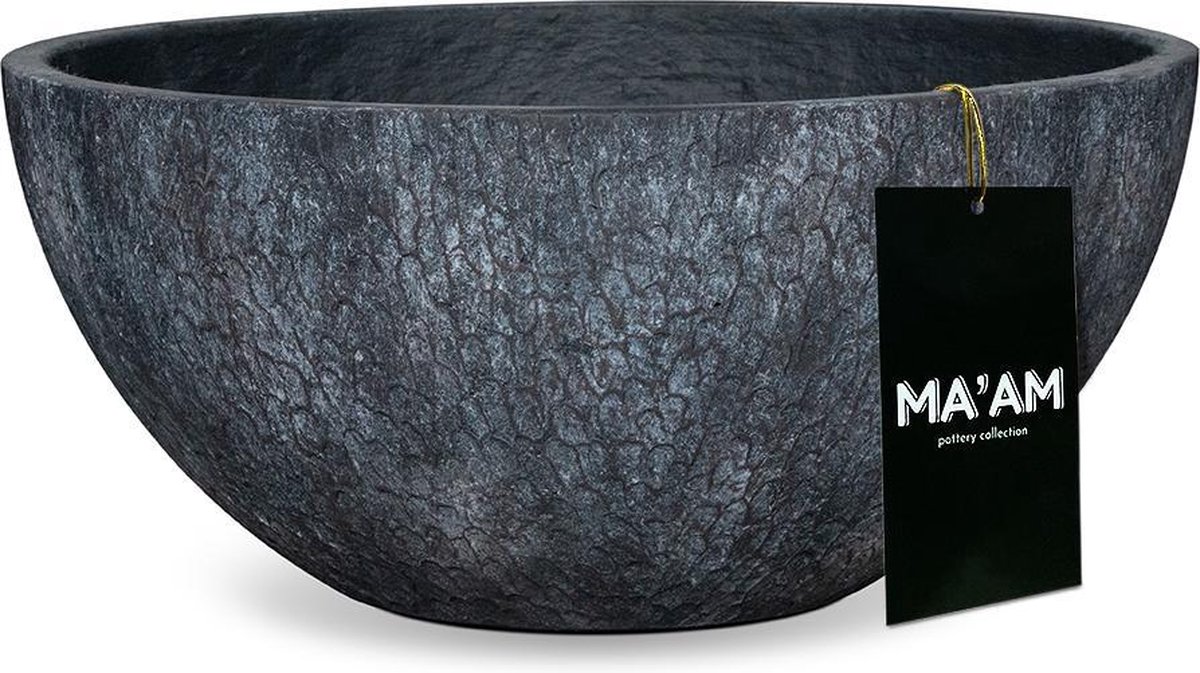 MA'AM Pottery Eden plantenschaal - rond - D27 - zwart - grijs - industrieel - vorstbestendig - met afwateringsgat - decoratieschaal