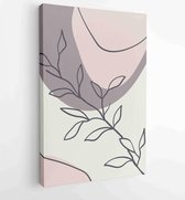 Canvas schilderij - Earth tone boho foliage line art drawing with abstract shape. Abstract Plant Art design for print, cover, wallpaper, Minimal and natural wall art. 3 -    – 1828