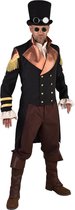 Magic By Freddy's - Steampunk Kostuum - Steampunk Jas Glimmend Bronzen Kraag Man - zwart - XXL - Carnavalskleding - Verkleedkleding