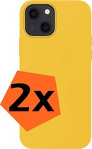 Hoesje Geschikt voor iPhone 13 Hoesje Siliconen Cover Case - Hoes Geschikt voor iPhone 13 Hoes Back Case - 2-PACK - Geel