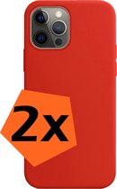 iPhone 13 Pro Hoesje Siliconen Rood - iPhone 13 Pro Hoesje Rood Case - iPhone 13 Pro Rood Silicone Hoesje - 2 Stuks