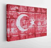 Canvas schilderij - Flag of the Turkey on the grunge concrete wall  -     620070017 - 50*40 Horizontal