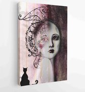 Canvas schilderij - Abstract illustrated beautiful woman  watercolor illustration -  Productnummer 117804499 - 115*75 Vertical