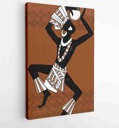 Canvas schilderij - Dancing aborigines.Papuan.Aborigine -  Productnummer 180496259 - 40-30 Vertical