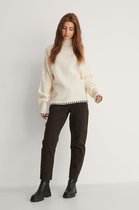 Na-kd High Neck Knitted Sweater Truien & vesten - Gebroken wit