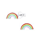 Joy|S - Zilveren regenboog oorbellen - multicolor - 5 x 10 mm