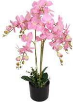 Kunst orchidee plant met pot - roze - 75 cm