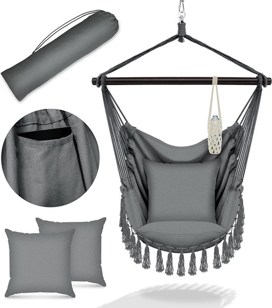 Ananiver was enthousiasme Sens Design Hangstoel - voor binnen en buiten - moderne look - grijs |  bol.com