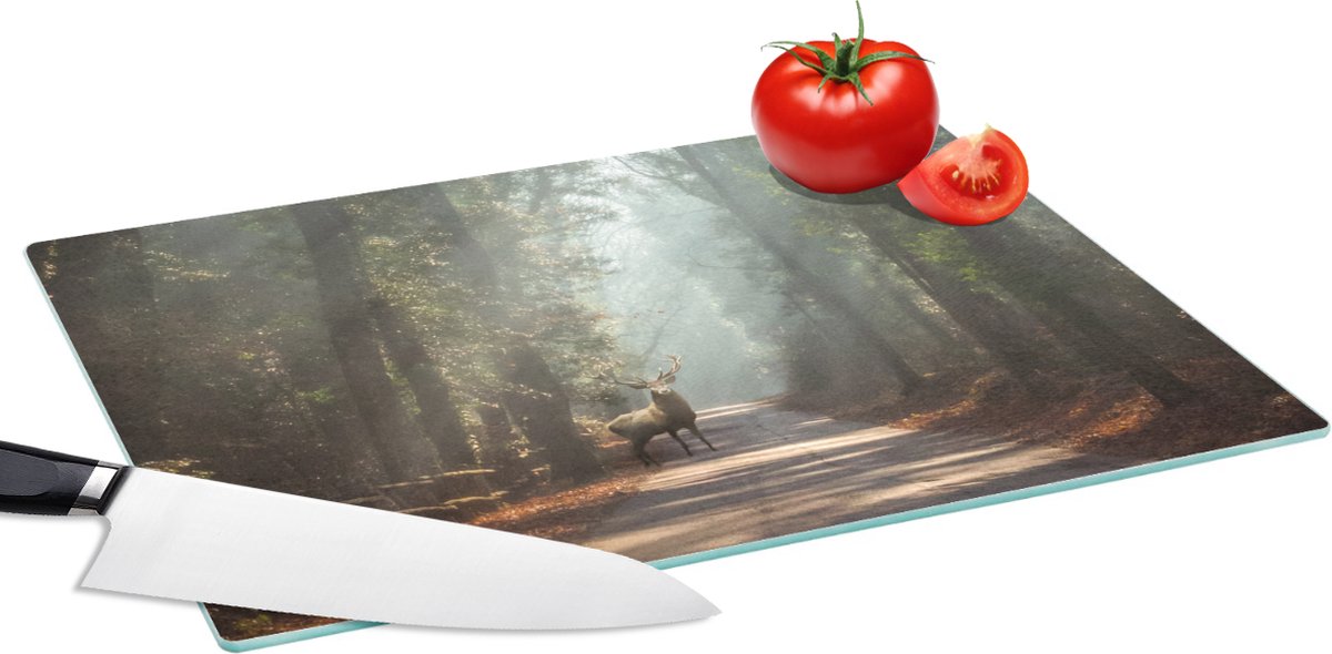 Glazen Snijplank - 39x28 - Hert - Bos - Zon - Snijplanken Glas