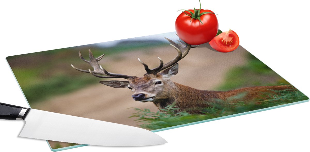 Glazen Snijplank - 39x28 - Hert - Dieren - Varens - Snijplanken Glas