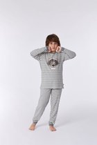 Woody pyjama jongens/heren - gebroken wit-grijs gestreept - wasbeer - 212-1-PLD-Z/952 - maat 116